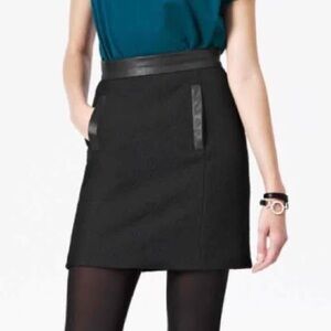 French Connection Winter Walk Black Wool Mini Skirt in Size 4 NWT Retails $128
